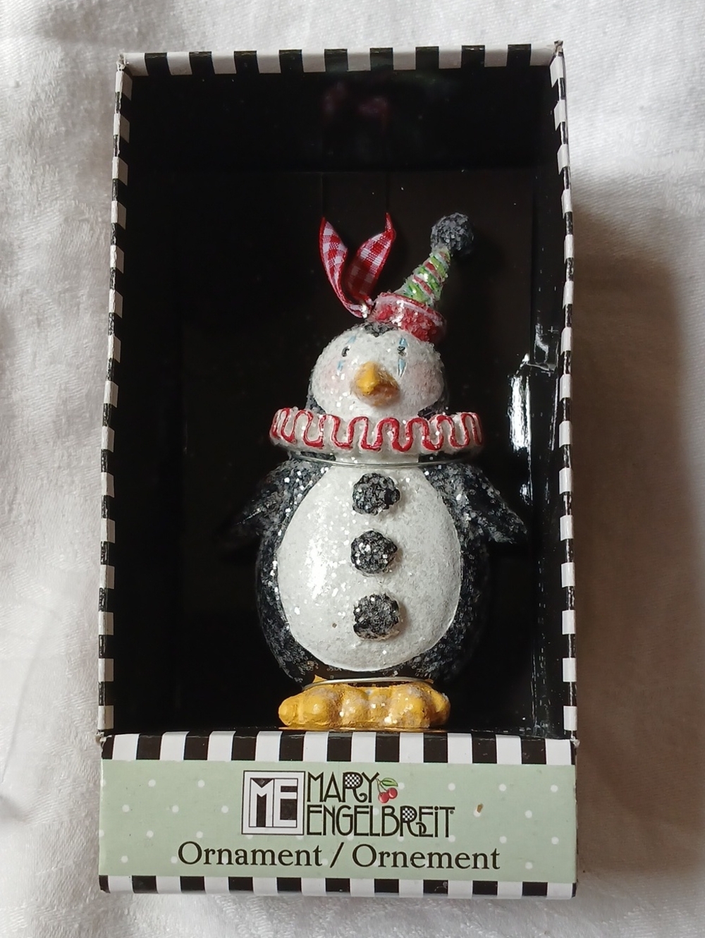 Mary Engelbreit Penguin Glitter Ornament 4"